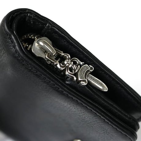 Chrome Hearts Joey Scroll Logo Heavy Leather Wallet in Black #30984