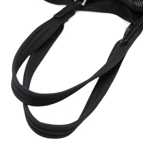 PRADA Sports Mesh Tote Bag Leather Canvas Black #74276