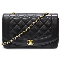 CHANEL Diana 25 Medium Flap Bag Quilted Lambskin Black ＃74785