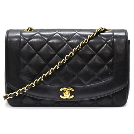CHANEL Diana 25 Medium Flap Bag Quilted Lambskin Black ＃74785
