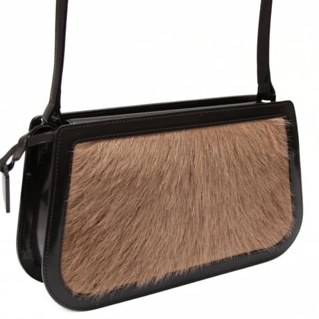CELINE Vintage Shoulder Bag Pony Hair Leather Brown #74293