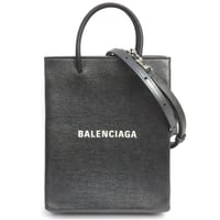 BALENCIAGA XXS Shopping Tote Bag Leather Dark Silver #19377