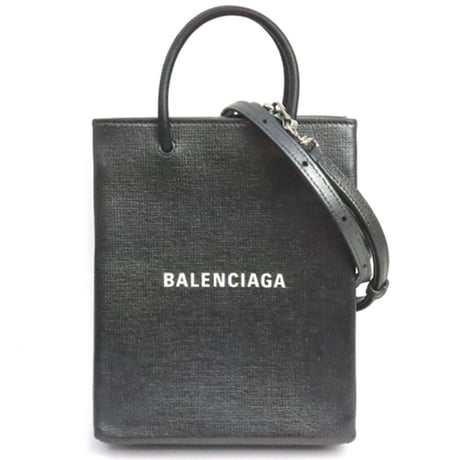 BALENCIAGA XXS Shopping Tote Bag Leather Dark Silver #19377