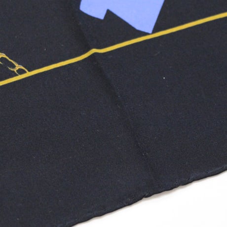 CHANEL Vintage Silk 100% Scarf Stole Blue/Black #72501