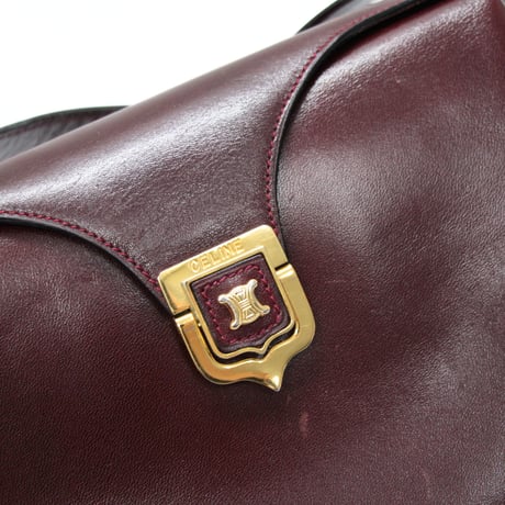 CELINE Horse Carriage Hardware Flap Shoulder Bag Leather Burgundy #75246