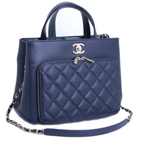 Chanel Business Affinity Waist Bag Quilted Caviar Medium Blue