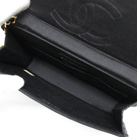 CHANEL Paris Limited Edition Half Moon Flap Bag Quilted Satin Black ＃74784