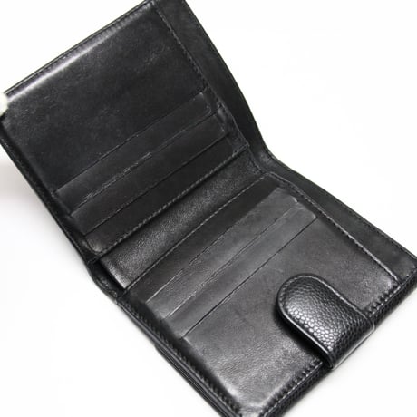 CHANEL CC Logo Trifold Wallet Caviar Black #74833