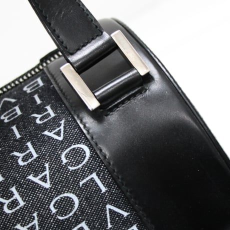 BVLGARI B-ZERO 1 Tubo Shoulder Bag Logo Mania Denim Leather Black ＃72940
