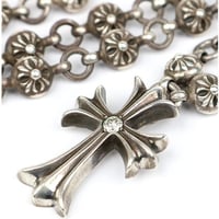 Chrome Hearts Small CH Cross 1P Diamond Pendant with Cross Ball Necklace 20Inches #103605