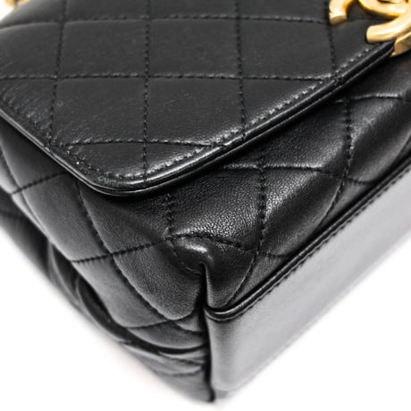 CHANEL Small La Parisienne Flap Bag Quilted Lambskin Black #74960
