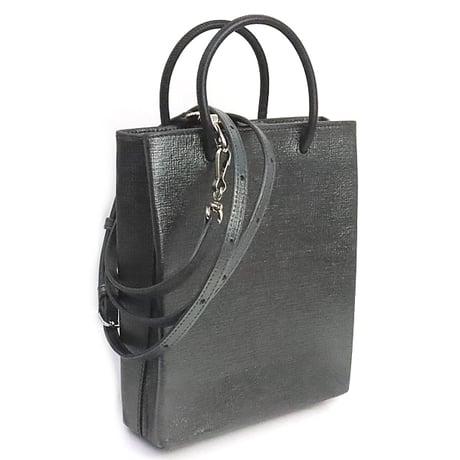 BALENCIAGA XXS Shopping Tote Bag Leather Dark Silver #19377