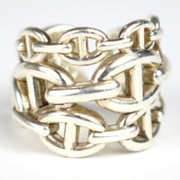 HERMES Chaine d'Ancre Enchainee GM Ring Silver 925 #31382