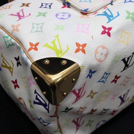 Louis Vuitton x Murakami Speedy 30 Handbag Monogram Multicolor White M92643 #75162
