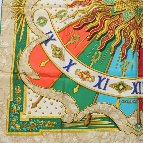 HERMES Carre 90 Silk 100% Scarf Stole "CARPE DIEM" #74722