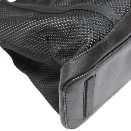 PRADA Sports Mesh Tote Bag Leather Canvas Black #74276