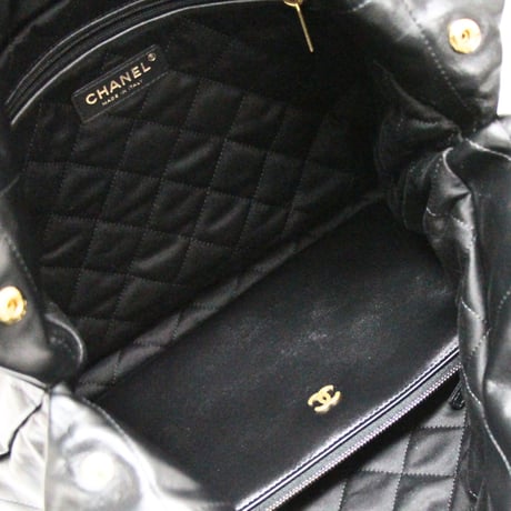 CHANEL 22 Large Handbag Quilted Calfskin Black #74733
