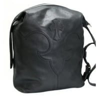 Chrome Hearts Black Heavy Leather Lelo Bag with Cross Patch #31094