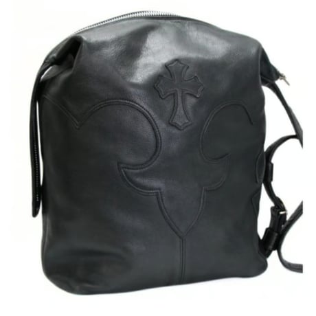 Chrome Hearts Black Heavy Leather Lelo Bag with Cross Patch #31094