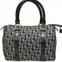 Christian Dior Mini Bowling Bag Oblique Canvas Navy #74798