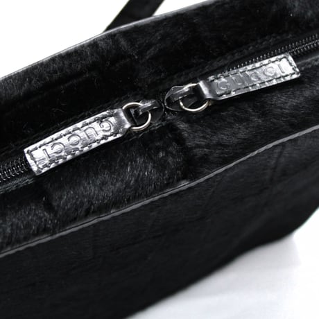 GUCCI Shoulder Bag Embossed Pony Hair Black #74613