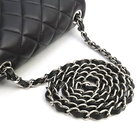 CHANEL Mini Square Flap Bag Quilted Lambskin Black #19154