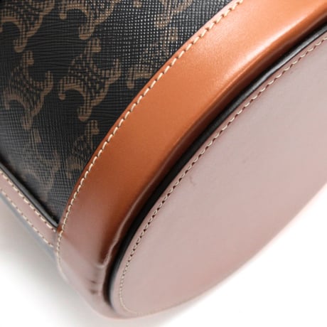 CELINE Medium Tambour Shoulder Bag Triomphe Canvas Brown #75062