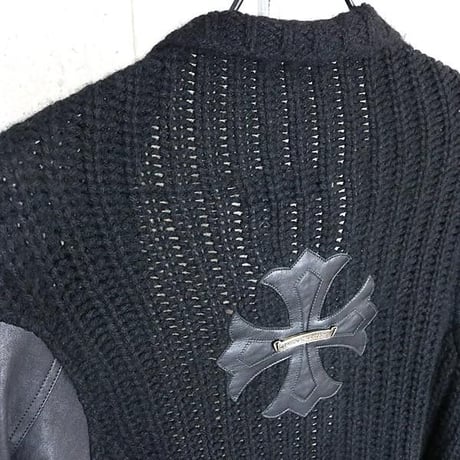 Chrome Hearts CH Plus Patch Leather-Accent Cashmere Knit #103268
