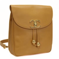 CHANEL Turnlock Flap Backpack Caviar Beige #74981
