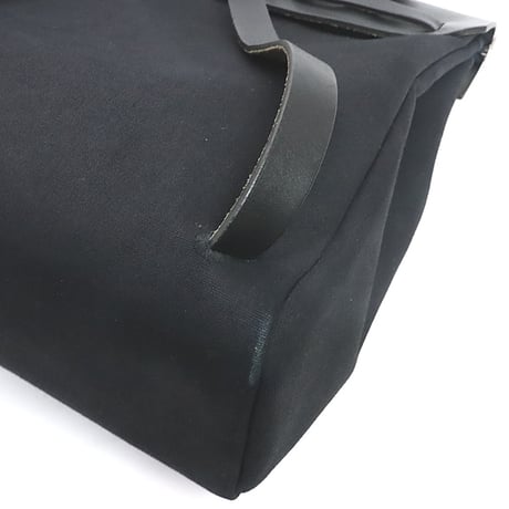 HERMES Herbag Ado PM Toile Officier Vache Hunter Leather Black ＃18372