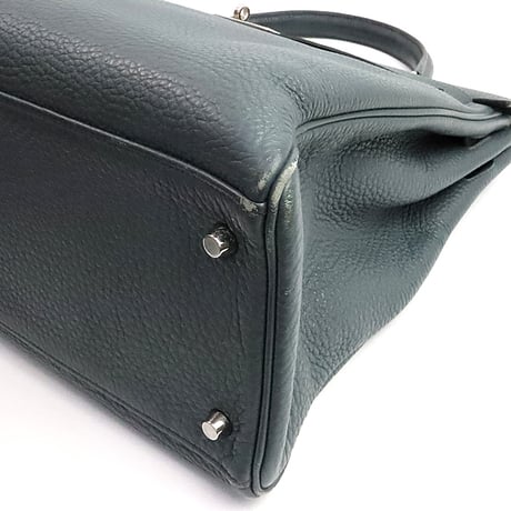 HERMES Retourne Kelly 40 Handbag Taurillion Clemence Leather Bleu Orage #19290