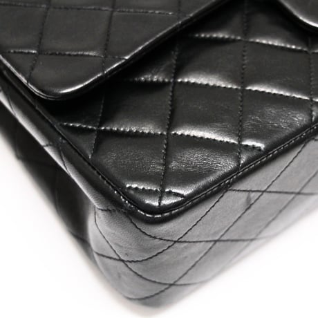 CHANEL Classic 25 Medium Double Flap Bag Quilted Lambskin Black #75012