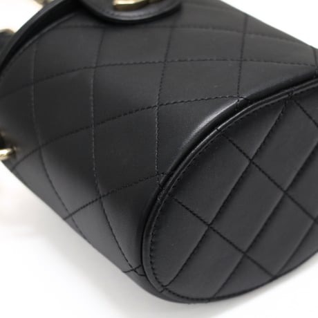 CHANEL Resin Elegant Chain Vanity Case Quilted Lambskin Black #73079