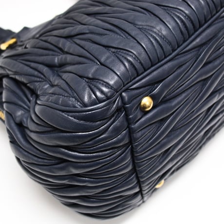 Miu Miu Matelasse Handbag Leather Navy #74610