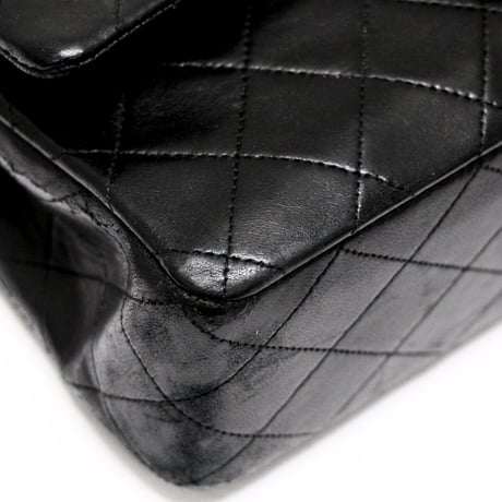 CHANEL Classic 25 Medium Double Flap Bag Quilted Lambskin Black #73274