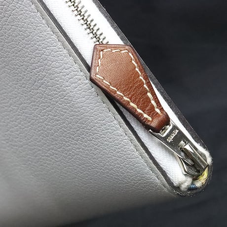 HERMES Azap Long Silk'In Wallet Evercolor Leather White #18883