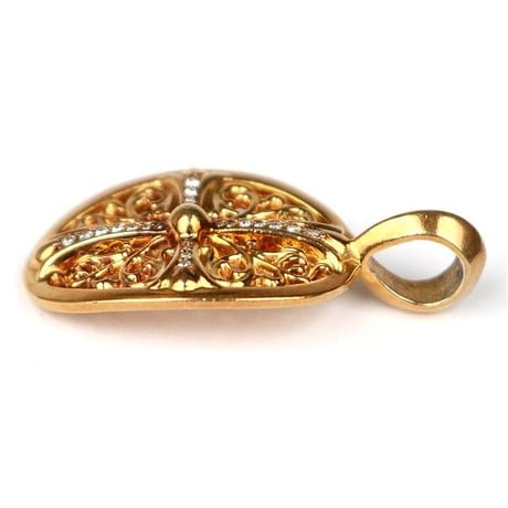 Chrome Hearts 22K Classic Oval Cross Pave Diamond Pendant #103613