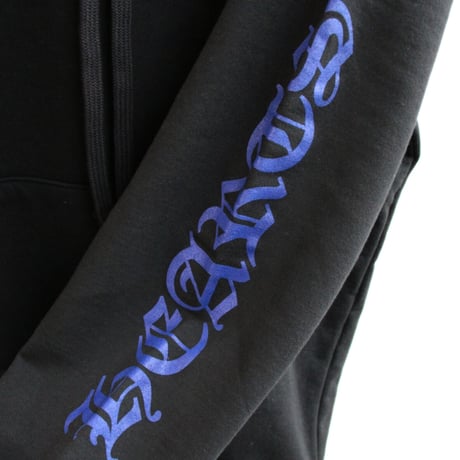Chrome Hearts Vertical Logo Long Sleeve Pullover Hoodie Black Blue L #30532
