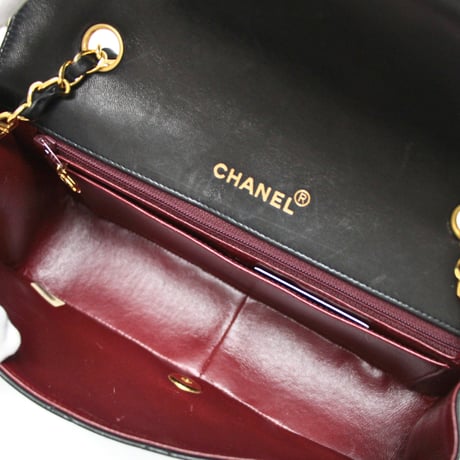 CHANEL Diana 25 Medium Flap Bag Quilted Lambskin Black ＃75275