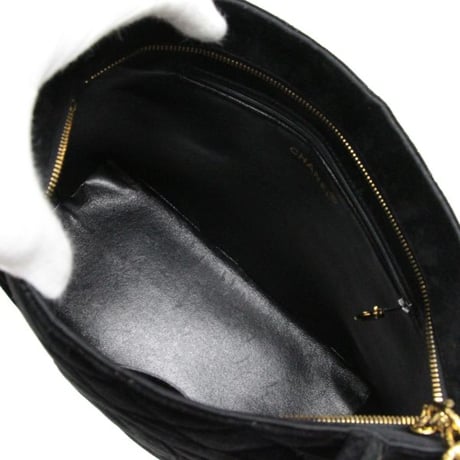CHANEL Medallion Tote Bag Quilted Velvet Black #75017