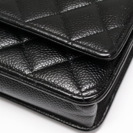 CHANEL Wallet on Chain Bag Quilted Caviar Black #74836