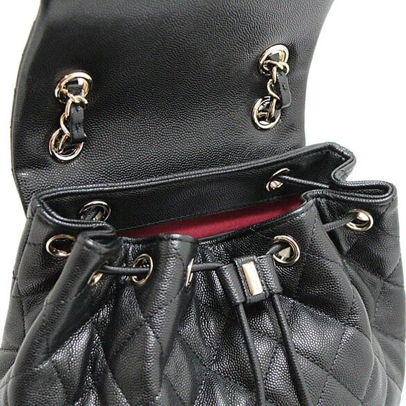 chanel black leather backpack