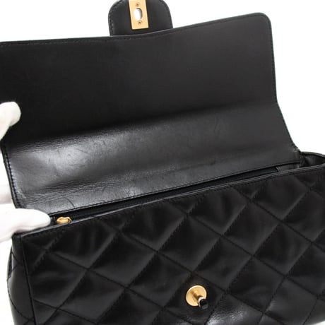 CHANEL Classic Flap Bag with Plastic Chain Quilted Leather Black #71203