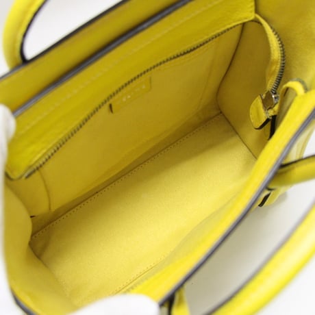 CELINE Nano Luggage Handbag Leather Yellow #74288