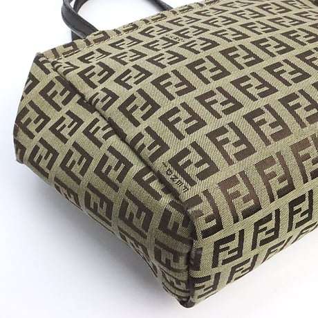 FENDI Mini Tote Bag Zucchino Canvas Brown Beige ＃74514