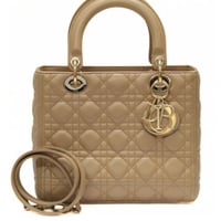 Christian Dior Medium Lady Dior Handbag Cannage Leather Beige #74999