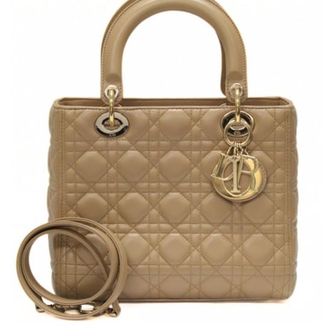 Christian Dior Medium Lady Dior Handbag Cannage Leather Beige #74999