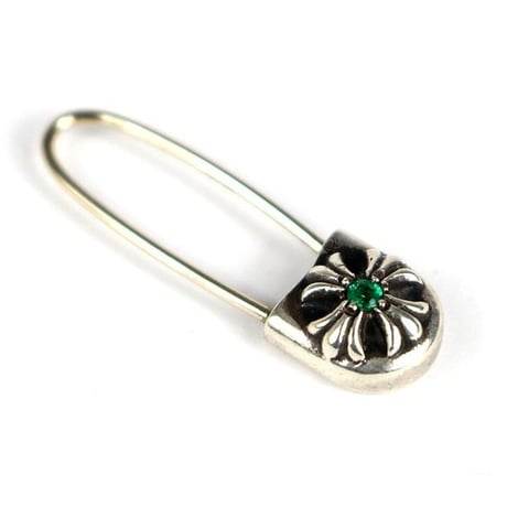 Chrome Hearts Safety Pin 1P Emerald Earring #31229
