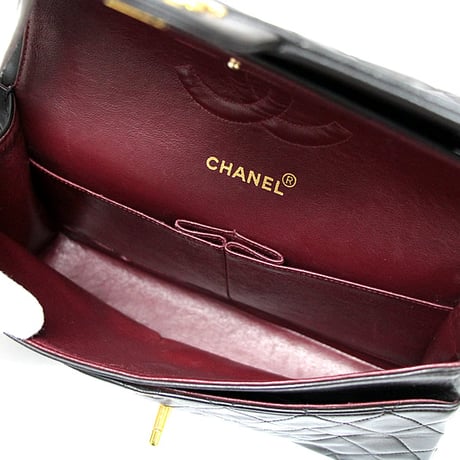 CHANEL Classic 25 Medium Double Flap Bag Quilted Lambskin Black ＃73470
