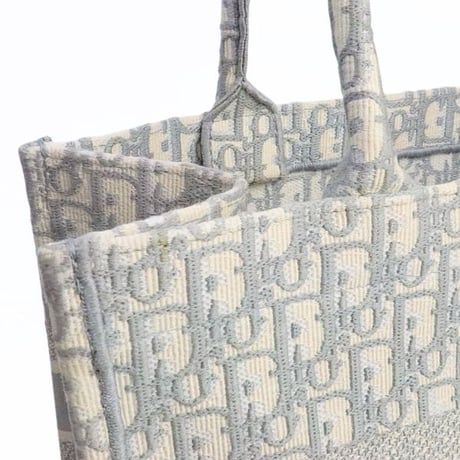 Christian Dior Medium Book Tote Bag Oblique Canvas Gray #19292
